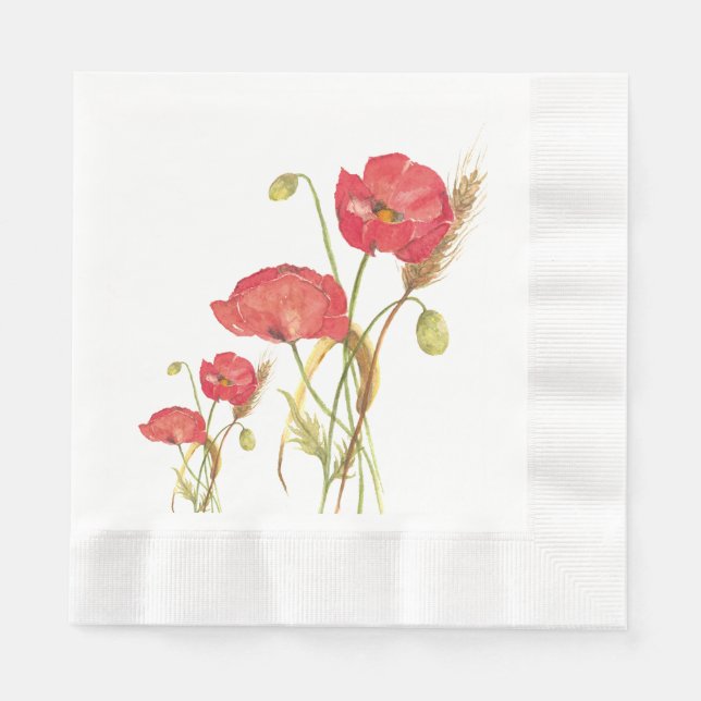 Orange Poppies Cocktail Napkin (Front)