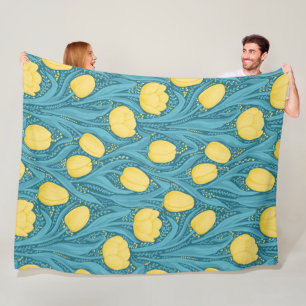 Orange Poppies Fleece Blanket