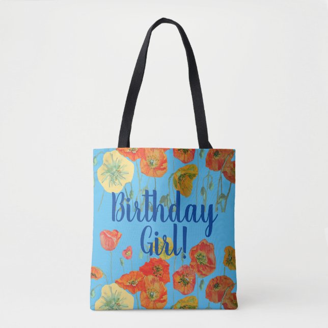 Orange Poppies Floral flowers Birthday Girl Bag (Front)