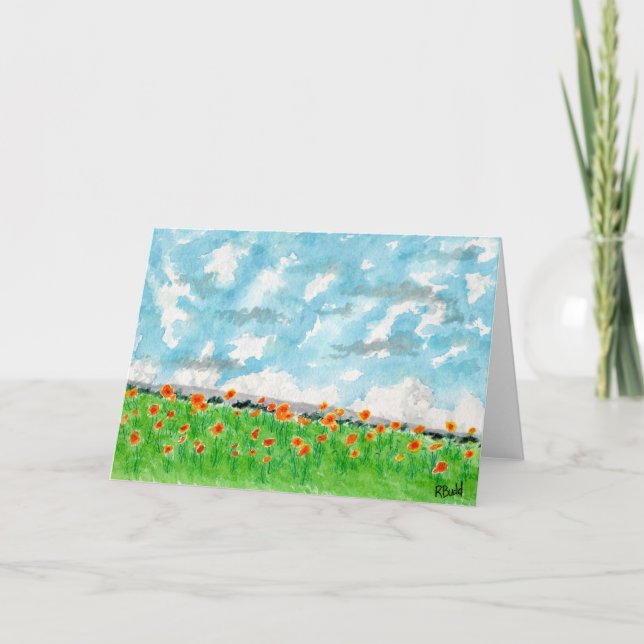 Orange Poppies in a Field card (Front)