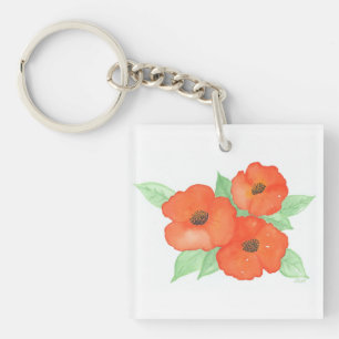 Orange Poppies Key Ring