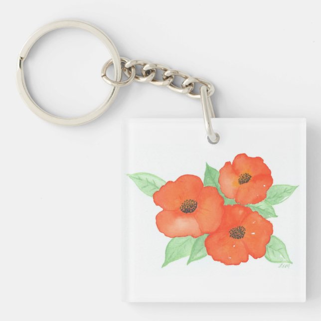 Orange Poppies Key Ring (Front)