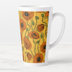 Orange Poppies Latte Mug