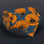 Orange poppies on dark blue tie<br><div class="desc">Vector pattern made of hand-drawn poppies.</div>