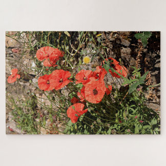 Orange poppies on El Camino Jigsaw Puzzle