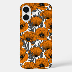 Orange poppies on white iPhone 16 case