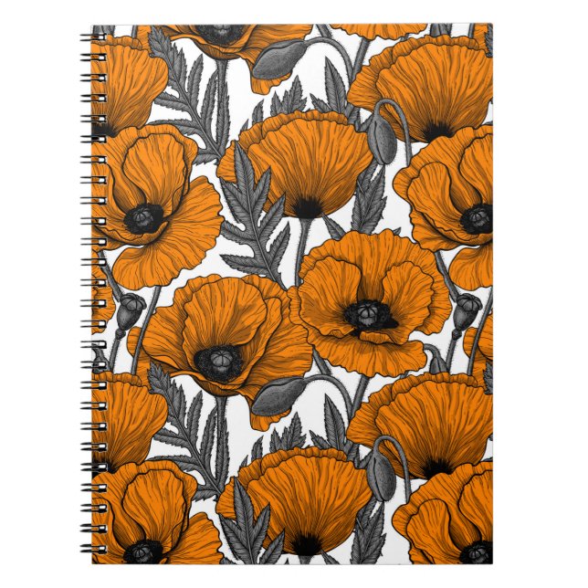 Orange poppies on white notebook (Front)