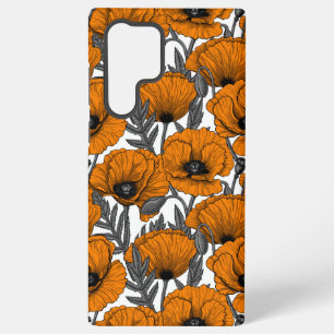 Orange poppies on white samsung galaxy case