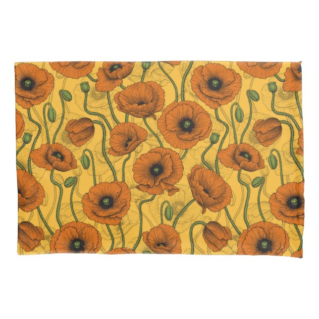 Orange Poppies Pillowcase (Front-Left)