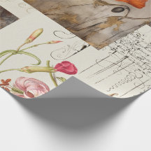 Orange Poppies & Plaid for Decoupage or Giftwrap