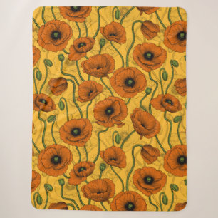 Orange Poppies Sherpa Blanket