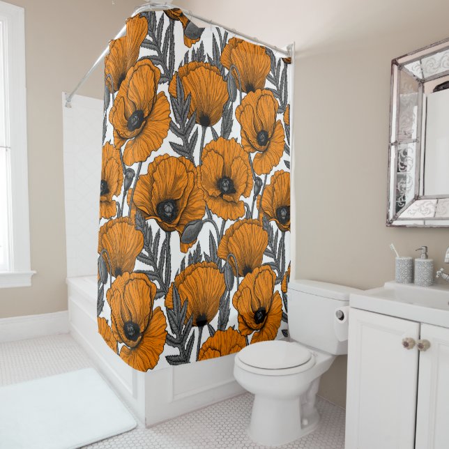 Orange poppies shower curtain (In Situ)