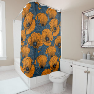 Orange poppies shower curtain