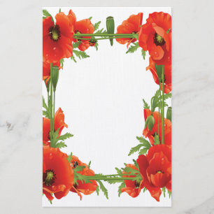 Orange Poppies Stationary Stationery