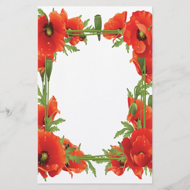 Orange Poppies Stationary Stationery (Front)