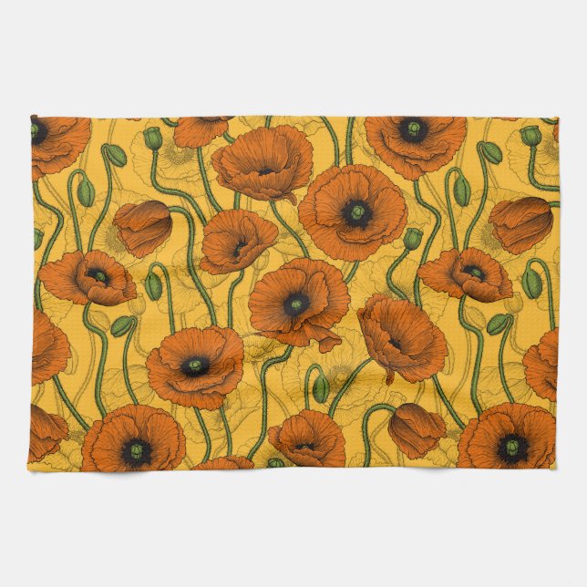 Orange Poppies Tea Towel (Horizontal)