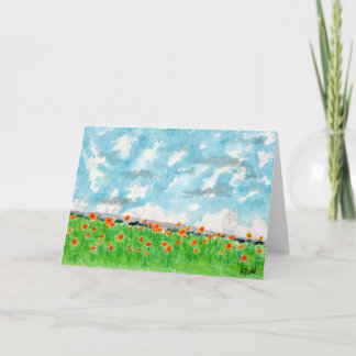 Orange Poppies Thank You Card