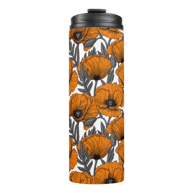 Orange poppies thermal tumbler (Front)