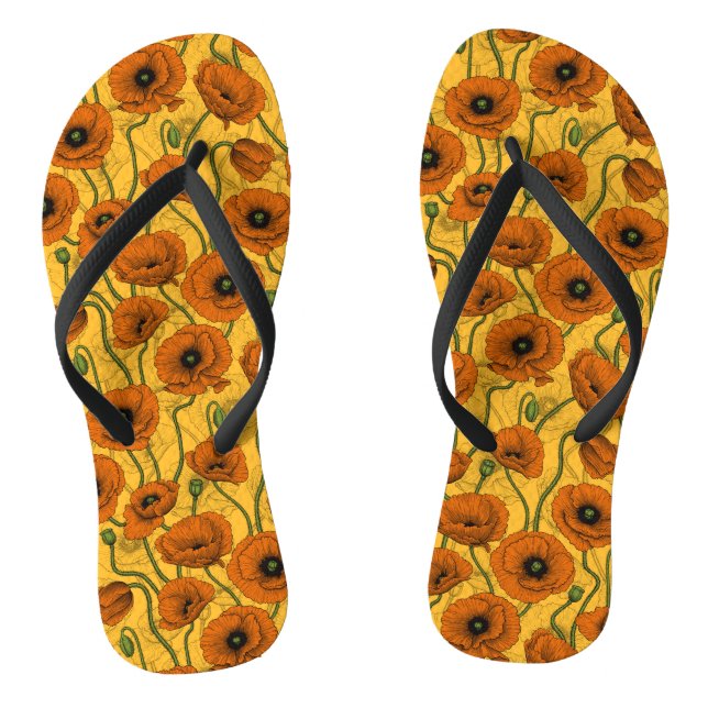Orange Poppies Thongs (Footbed)