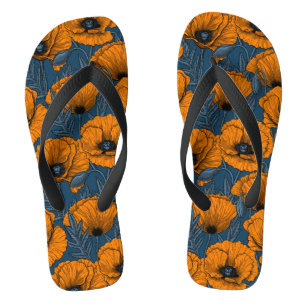 Orange poppies thongs