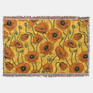Orange Poppies Throw Blanket