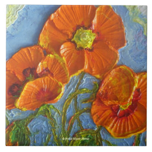 Orange Poppies Tile