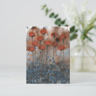 Orange Poppies Watercolor Flower Garden Postcard