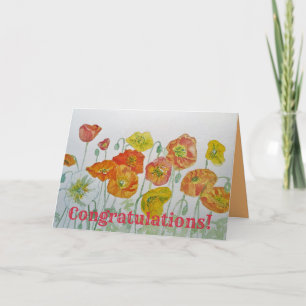 Orange Poppies Watercolour Congratulations Card
