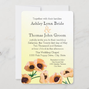 Orange Poppies Wedding Invitation