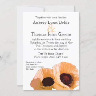 Orange Poppies Wedding Invitation