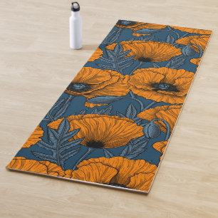 Orange poppies yoga mat