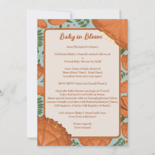 Orange Poppy Baby Shower by Distance Invitation