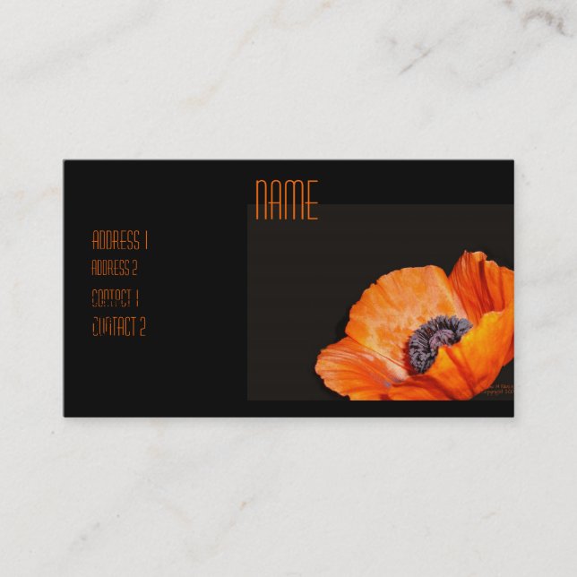 Orange Poppy Business Card (Front)