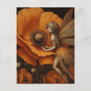 Orange Poppy Fairy Postcard