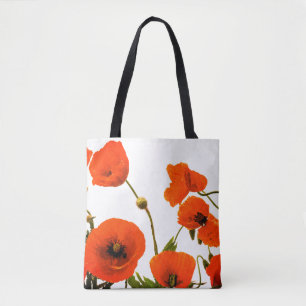 Orange Poppy Floral Watercolor Weddings Gift Tote Bag
