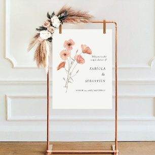 Orange Poppy Flower couple Shower Welcome sign