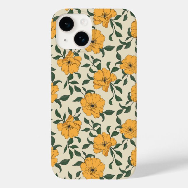 Orange Poppy Flower Pattern Case-Mate iPhone Case (Back)