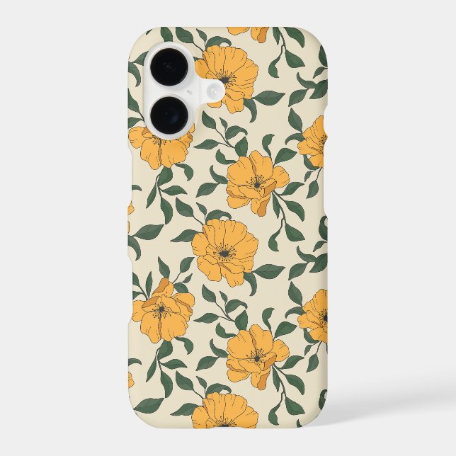 Orange Poppy Flower Pattern iPhone Case (Back)
