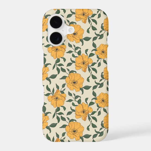 Orange Poppy Flower Pattern Samsung Galaxy S21 Case (Back)