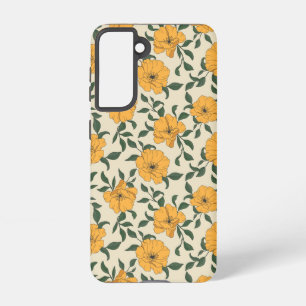 Orange Poppy Flower Pattern Samsung Galaxy Case