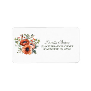 Orange Poppy Flowers Wedding Label