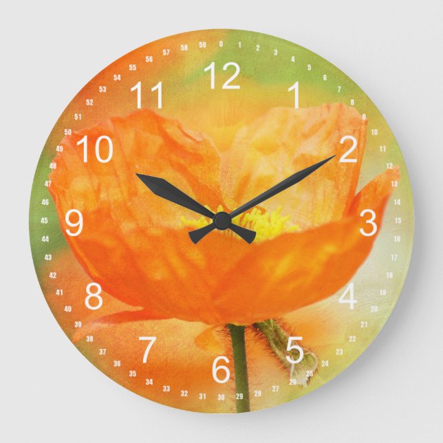 Orange Poppy Large Clock (Front)