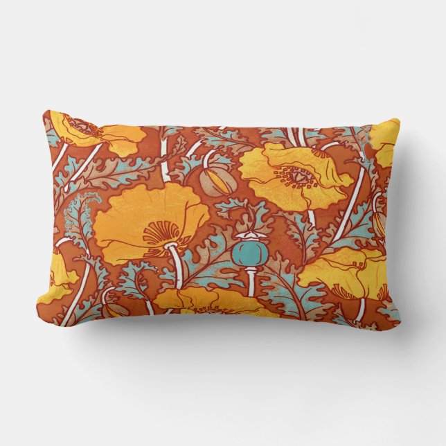 Orange Poppy Lumbar Cushion (Front)
