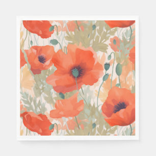 Orange Poppy Meadow Napkin