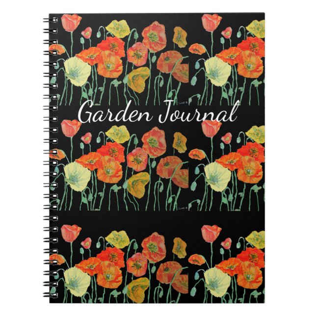 Orange Poppy Poppies Floral Garden Journal Book (Front)