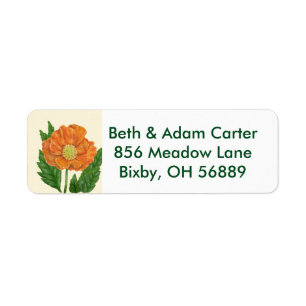 Orange Poppy return address label