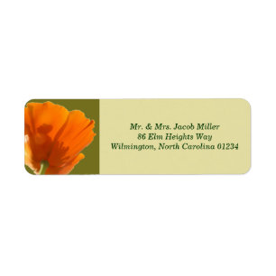 Orange Poppy Return Address Labels