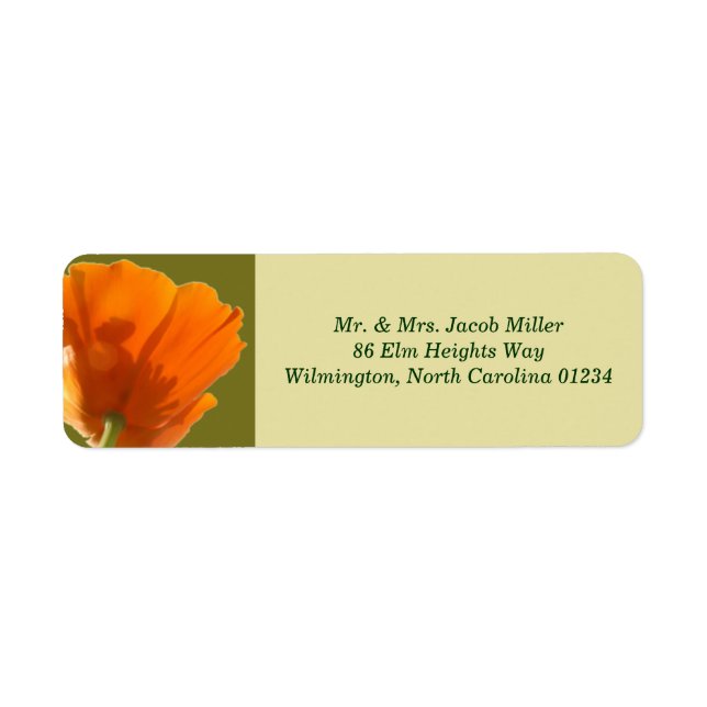Orange Poppy Return Address Labels (Front)