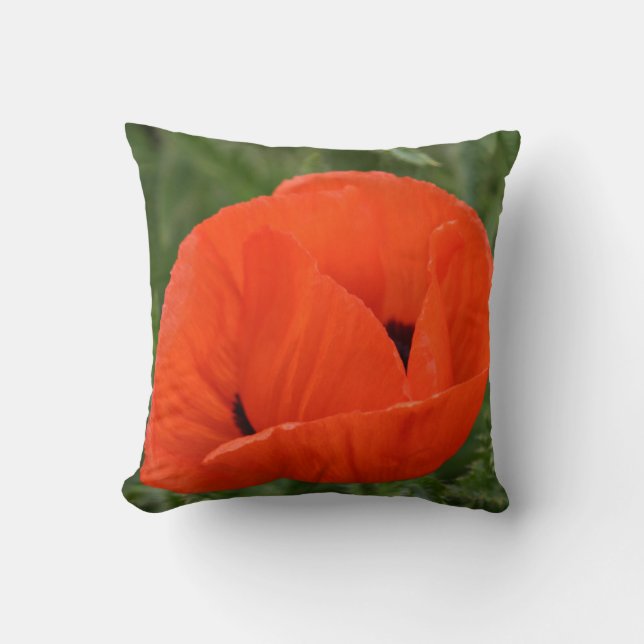 Orange Poppy Throw Pillow (Front)