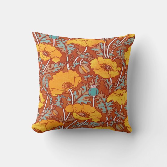 Orange Poppy ~ Throw Pillow / Cushion (Front)